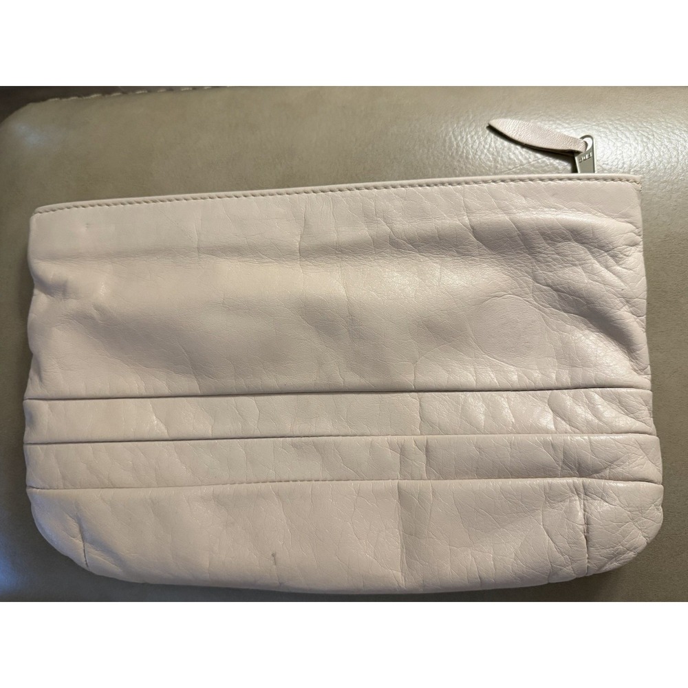 Antonia Designs Beige Leather Clutch Purse Vintage, 11" x 7"
